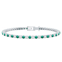 Certified Lab Grown Diamond and Emerald Wedding Tennis Bracelet