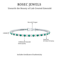 Certified Lab Grown Diamond and Emerald Wedding Tennis Bracelet
