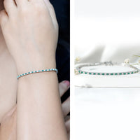 Certified Lab Grown Diamond and Emerald Wedding Tennis Bracelet