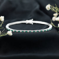 Certified Lab Grown Diamond and Emerald Wedding Tennis Bracelet