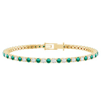 Certified Lab Grown Diamond and Emerald Wedding Tennis Bracelet