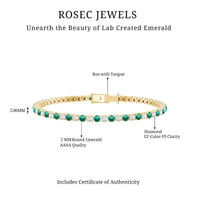 Certified Lab Grown Diamond and Emerald Wedding Tennis Bracelet