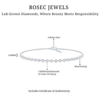 Certified Lab Grown Bezel Set Diamond Eternity Chain Bracelet
