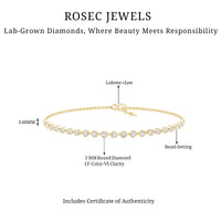 Certified Lab Grown Bezel Set Diamond Eternity Chain Bracelet