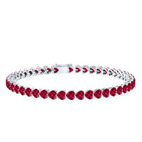 Heart Shape Lab Grown Ruby Tennis Bracelet
