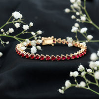 Heart Shape Lab Grown Ruby Tennis Bracelet