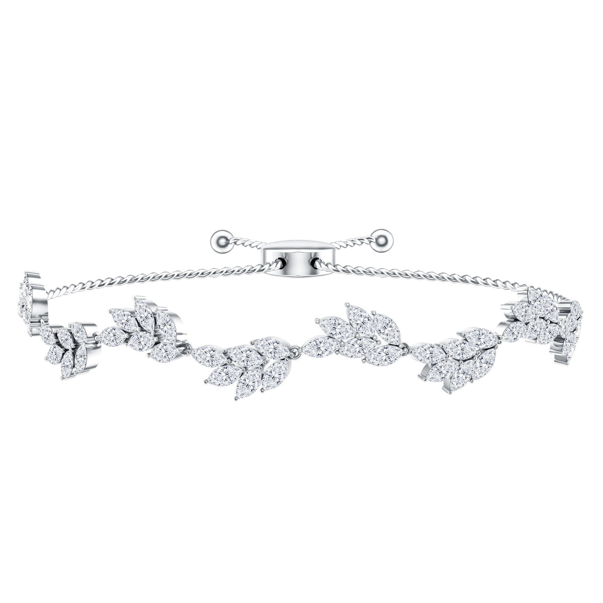Certified Lab Grown Diamond Leaf Bolo Bracelet Adjustable