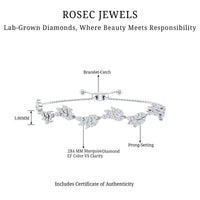 Certified Lab Grown Diamond Leaf Bolo Bracelet Adjustable
