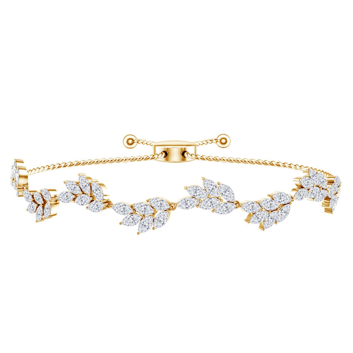 Certified Lab Grown Diamond Leaf Bolo Bracelet Adjustable