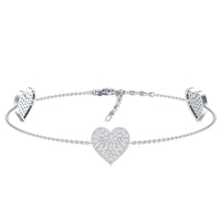 Pave Set Lab Grown Diamond Heart Bracelet for Women
