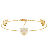 Pave Set Lab Grown Diamond Heart Bracelet for Women