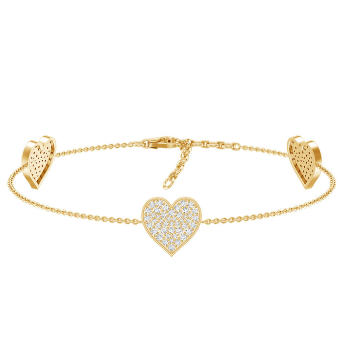 Pave Set Lab Grown Diamond Heart Bracelet for Women