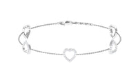 Certified diamond heart chain bracelet in prong setting, featuring sparkling diamonds and a delicate design by Rosec Jewels.