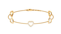 Certified diamond heart chain bracelet in prong setting, featuring sparkling diamonds on a delicate Rosec Jewels bracelet.