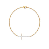 Certified Diamond Sideway Cross Bracelet