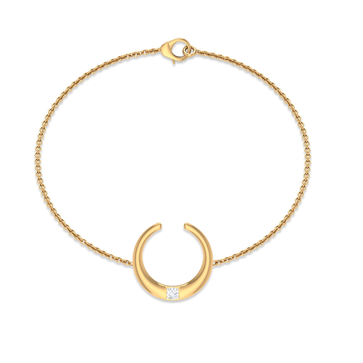 Certified Diamond Moon Chain Bracelet by Rosec Jewels featuring a delicate silver bracelet with sparkling diamond moon accents.