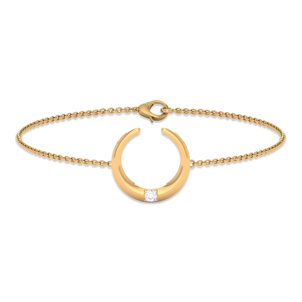 Certified diamond moon chain bracelet by Rosec Jewels featuring a delicate silver chain with sparkling diamond moon charms.