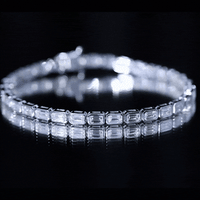 Emerald Cut Lab Grown Diamond Tennis Bracelet in Bezel Setting