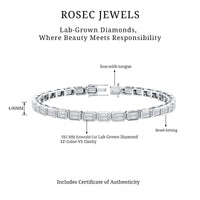 Emerald Cut Lab Grown Diamond Tennis Bracelet in Bezel Setting
