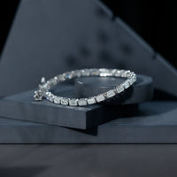 Emerald Cut Lab Grown Diamond Tennis Bracelet in Bezel Setting