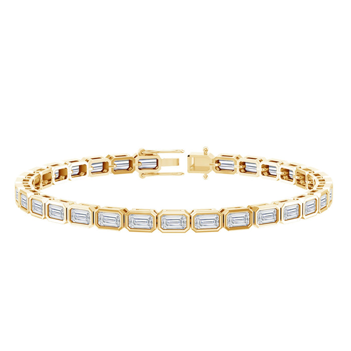 Emerald Cut Lab Grown Diamond Tennis Bracelet in Bezel Setting