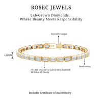 Emerald Cut Lab Grown Diamond Tennis Bracelet in Bezel Setting