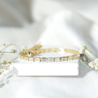Emerald Cut Lab Grown Diamond Tennis Bracelet in Bezel Setting