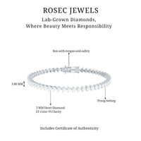 Lab Grown Diamond Heart Tennis Bracelet for Wedding