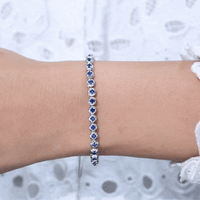 Lab Grown Blue Sapphire Tennis Bolo Bracelet with Rope Chain