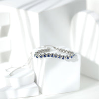 Lab Grown Blue Sapphire Tennis Bolo Bracelet with Rope Chain