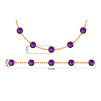 Bezel set amethyst station chain bracelet for women by Rosec Jewels, featuring purple gemstones and a delicate metal chain.