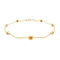 Natural Citrine 7 Stone Station Chain Bracelet for Women
