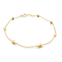 Natural Citrine 7 Stone Station Chain Bracelet for Women