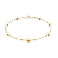 Natural Citrine 7 Stone Station Chain Bracelet for Women