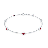 Natural Ruby 7 Stone Station Chain Bracelet for Women