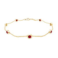 Natural Ruby 7 Stone Station Chain Bracelet for Women