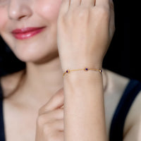 Real amethyst chain bracelet in bezel setting, featuring a delicate silver design by Rosec Jewels.