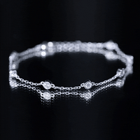 Bezel Set Moissanite Station Bracelet in Silver for Women