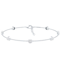 Round Cut Certified Moissanite Chain Bracelet in Bezel Setting