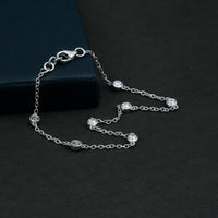 Bezel Set Moissanite Station Bracelet in Silver for Women
