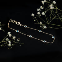 London Blue Topaz station chain bracelet by Rosec Jewels featuring bezel-set blue topaz stones on a delicate silver chain.