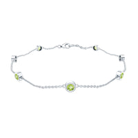 Bezel Set Seven Stone Peridot Station Bracelet