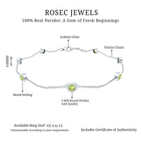 Bezel Set Seven Stone Peridot Station Bracelet