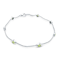 Bezel Set Seven Stone Peridot Station Bracelet