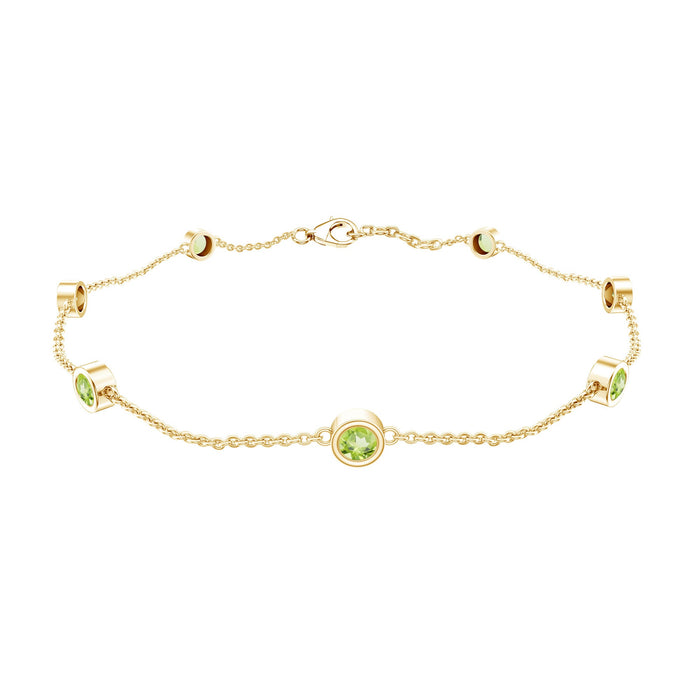 Bezel Set Seven Stone Peridot Station Bracelet