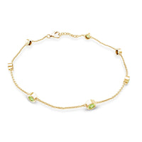 Bezel Set Seven Stone Peridot Station Bracelet