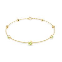 Bezel Set Seven Stone Peridot Station Bracelet