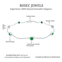 Bezel Set Emerald Station Chain Bracelet for Her