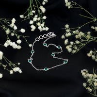 Bezel Set Emerald Station Chain Bracelet for Her