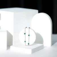 Bezel Set Emerald Station Chain Bracelet for Her